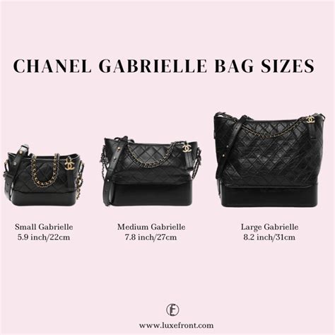 black chanel bag white logo|chanel gabrielle bag size comparison.